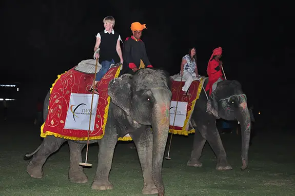 Lynne Kirby's golden tour of India - riding an elephant
