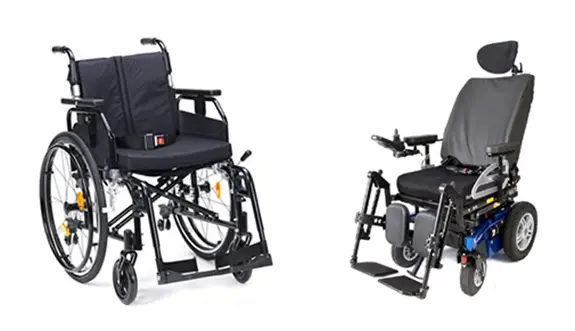 Super Deluxe manual wheelchair (left) and Ottobock B400 Neuro (right)