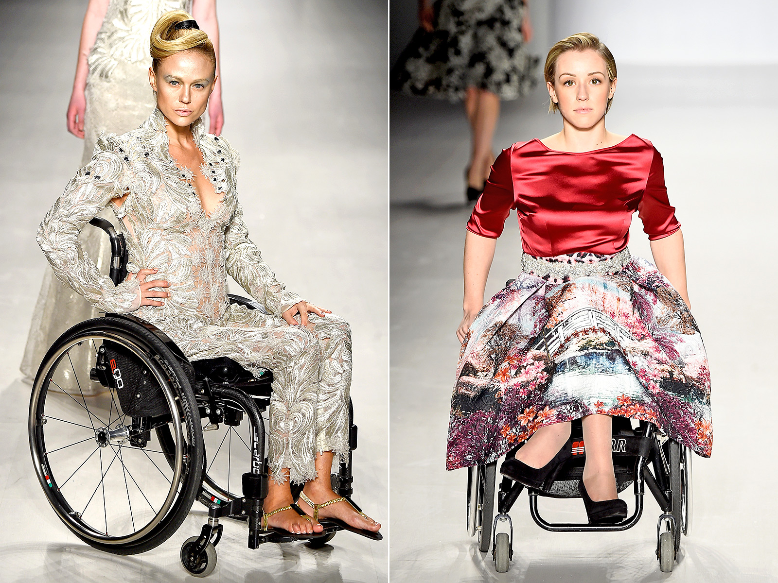 Catwalk models in wheelchairs