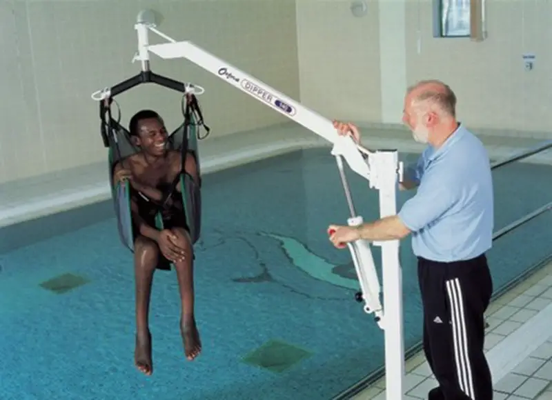 One of the most widely used hoists for swimming pools, the Dipper from Joerns Healthcare.