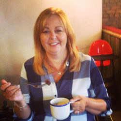Lynley Adams - having coffee