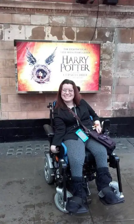 Emma outside Harry Potter in the West End