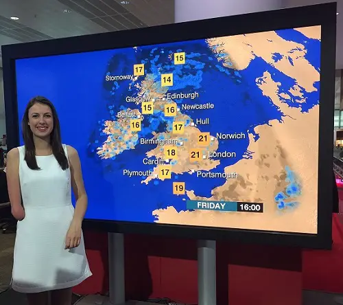 Disabled weather presenter Lucy Martin
