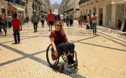 Shannon Kelly in Lisbon in wheelchair