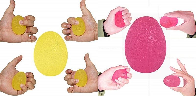 Hand exercise ball in yellow and pink