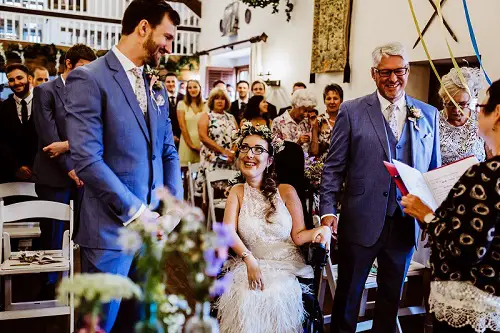 Tori and David getting married in an accessible country house