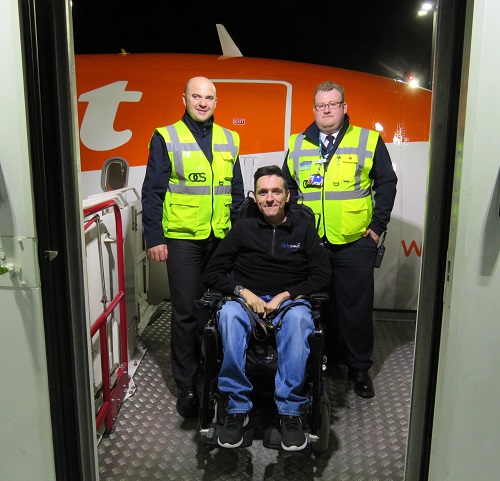 Josh in Able Move travel seat for wheelchair users