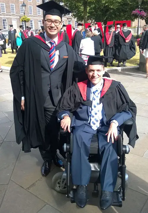 Wheelchair user Josh graduating from university