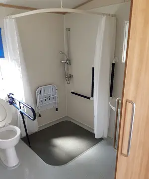 Accessible bathroom in caravan on Isle of Wight