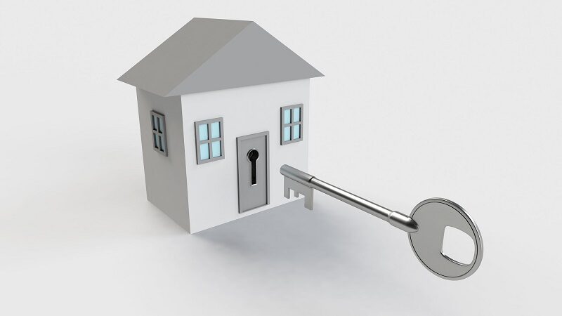 Accessible house with giant key to open it