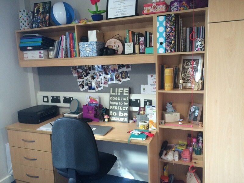 Disabled student Chloe Tear's desk at university