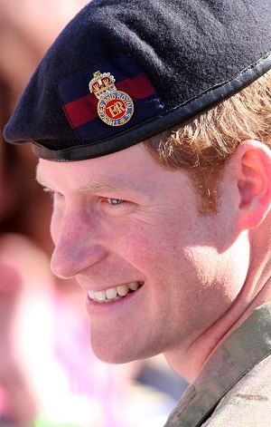 Prince Harry with military hat on
