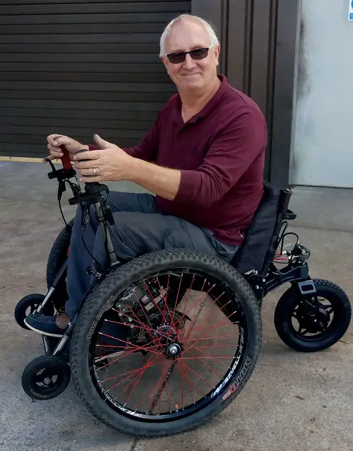 Richard Brooks on his Mountain Trike all-terrain wheelchair