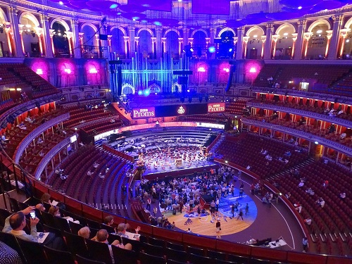 Stage and seating from above in Royal Albert Hall