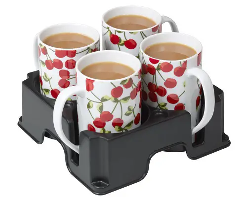 Muggi cup and mug holder with four mugs in it