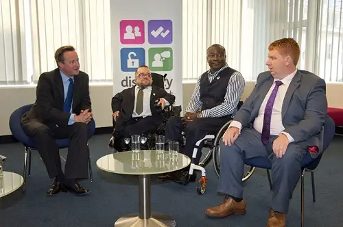 Mark Esho meeting David Cameron with three other disabled entrepreneurs