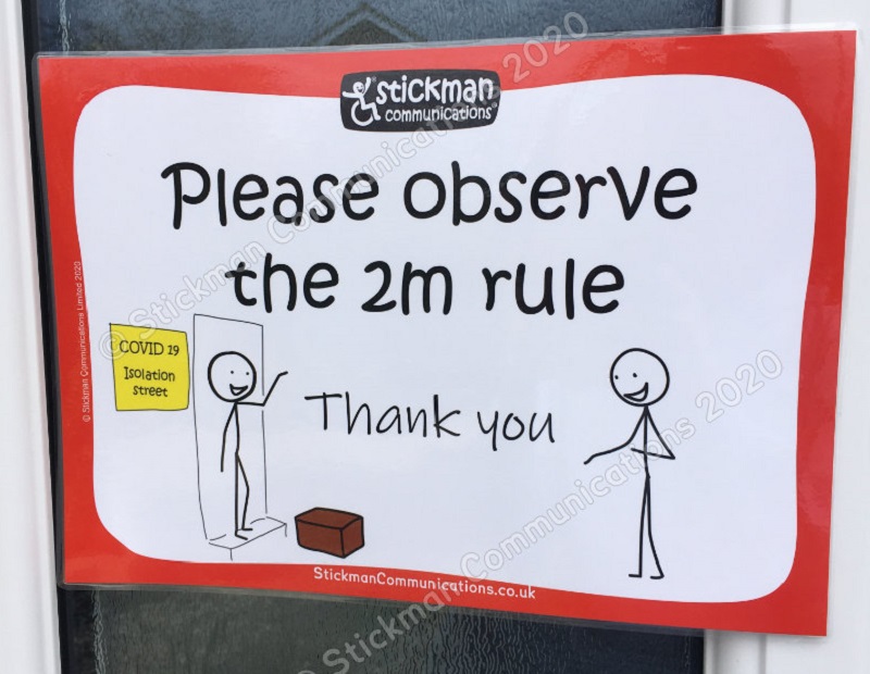 Covid-19 sign asking people to observe 2m rule from Stickman Communications