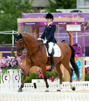 Sophie Christiansen riding horse at Paralympic games 2
