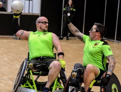 Wheelchair rugby being played at the Live Sports Arena at Naidex