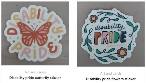 Disability pride butterfly and flowers stickers
