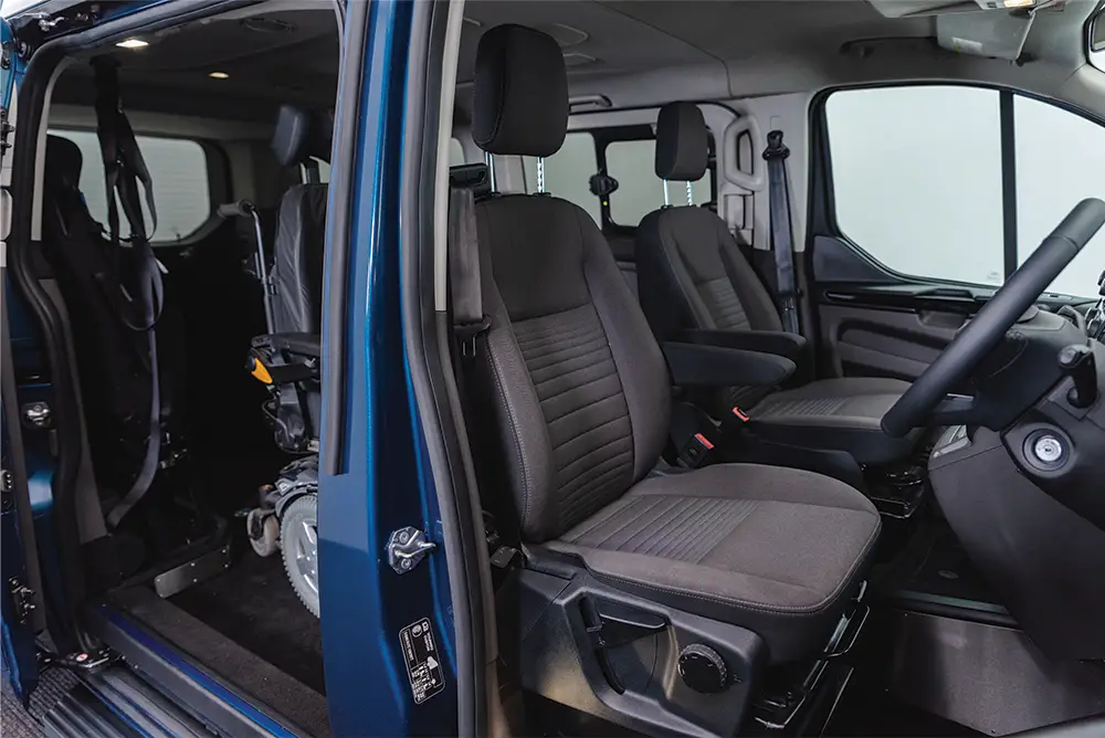 Inside view of wheelchair accessible vehicle Sirus Ford Drive X