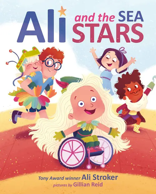Ali and the Sea Stars book with an illustration of a young girl in a wheelchair with her friends