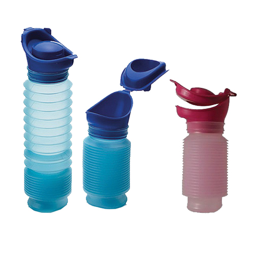 Unisex portable Urinals come in a choice of colours, blue and pink and size.