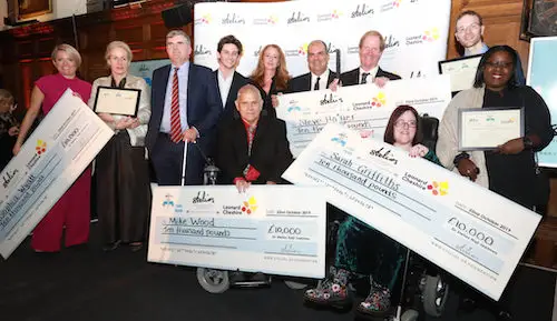 A photo of the Stelios Award winners 2019 with their cheques